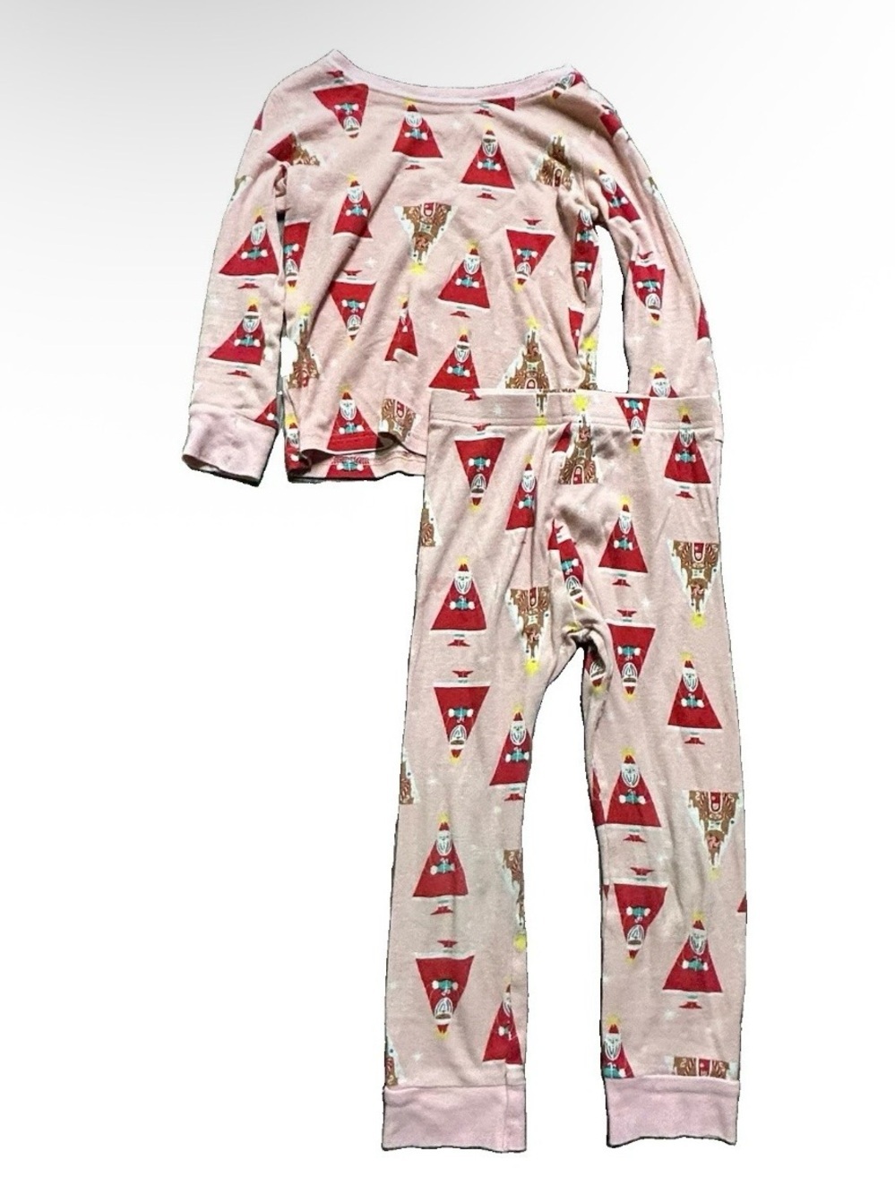 Toddler Girl Winter Pajamas Fleece Footies Clouds Christmas Santa Size 4T - Picture 5 of 5